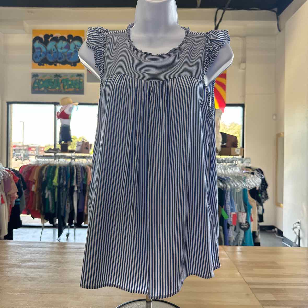Loft Size S Blue White Preloved Sleeveless