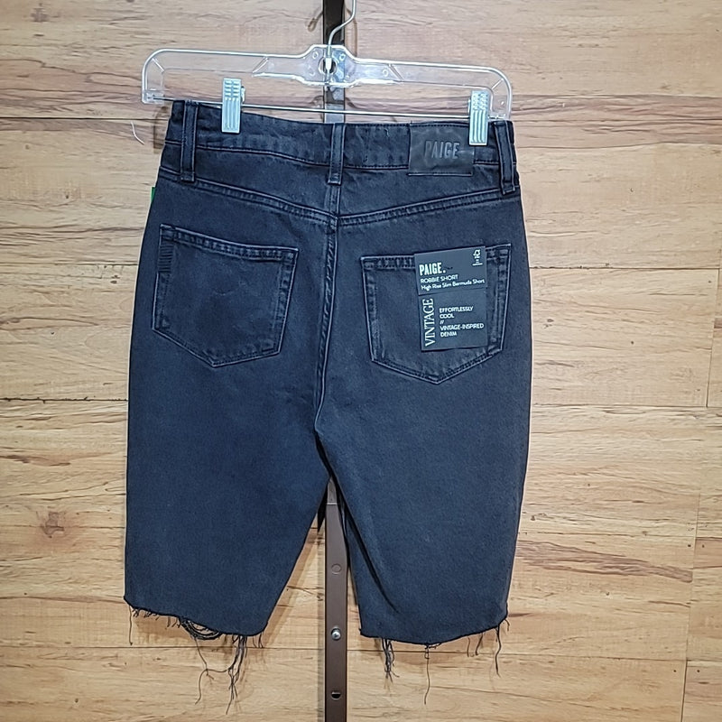 Paige Size 24 Robbie High Waist Cutoff Denim Gray Black Shorts NWT