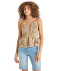 Steve Madden Size M Mina Ruffle-Trim Sleeveless Top - Desert Sand
