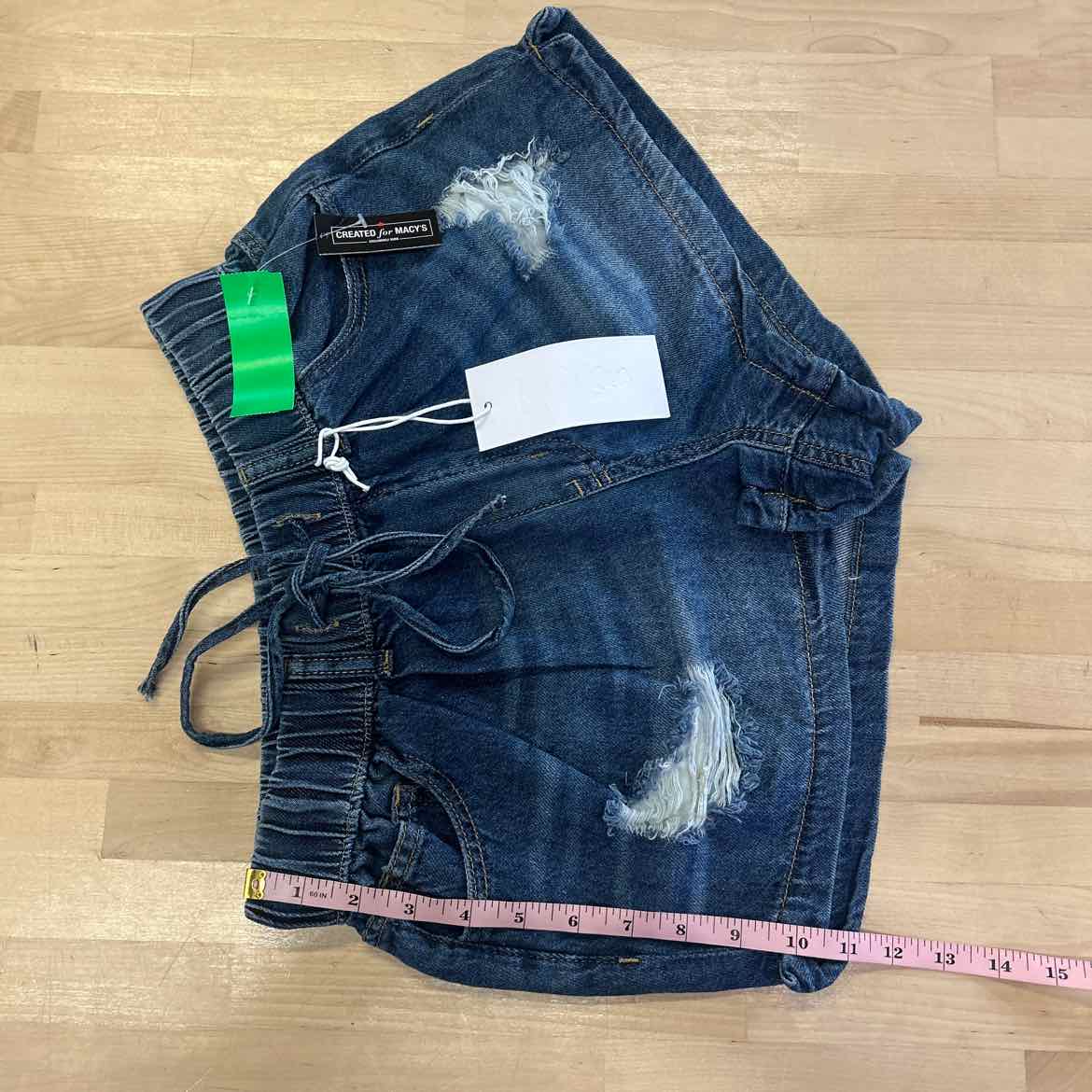 Indigo Rein Juniors' Distressed Drawstring Denim Shorts - Dark Wash - 3