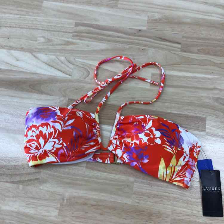 Ralph Lauren Size 12 Shirred U-Neck Bikini Top