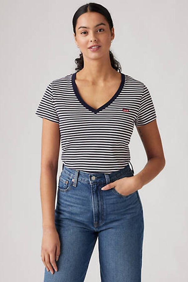 Levi's Size XS Perfect Cotton V-Neck Short-Sleeve T-Shirt