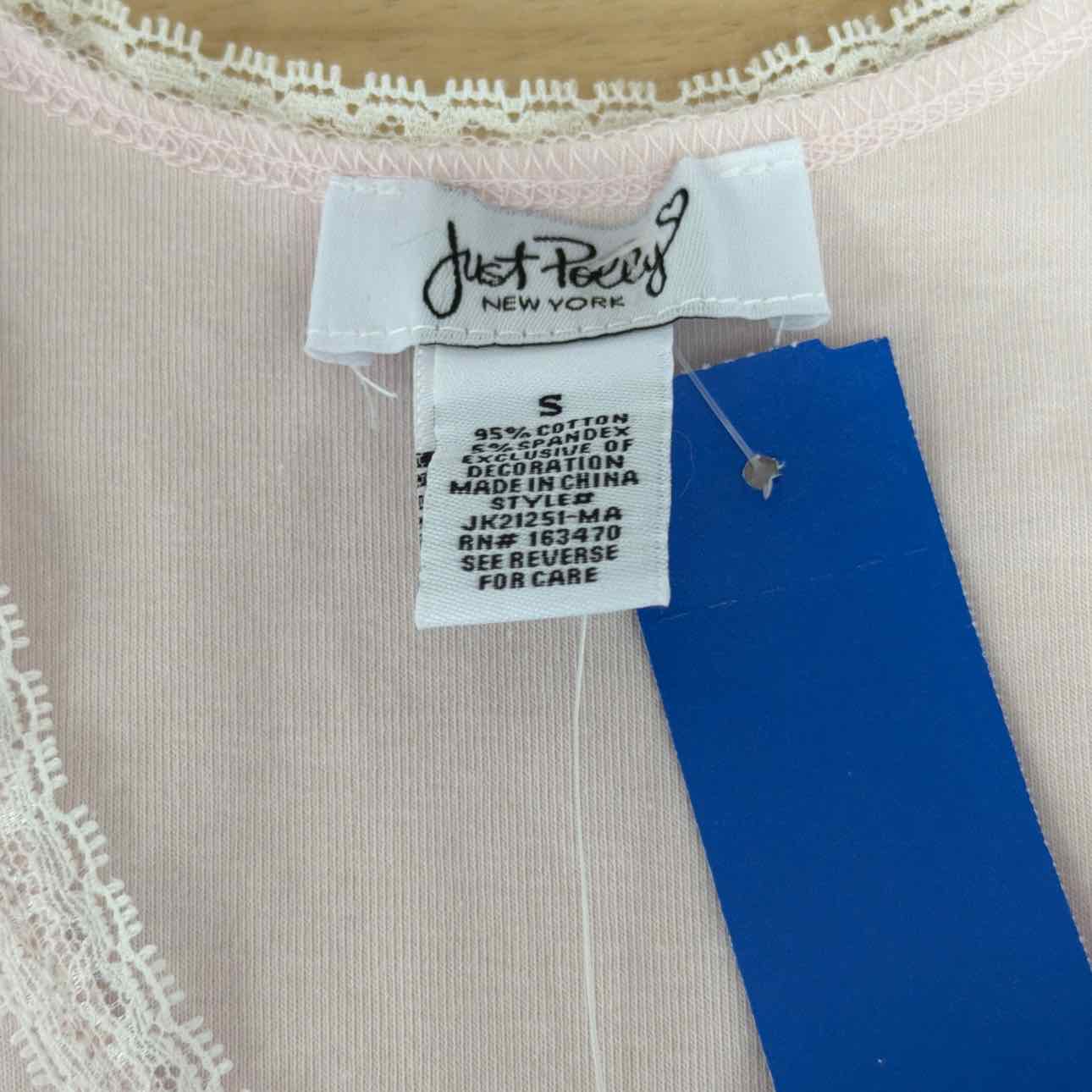 Just Polly Size S Gingham Heart Patch Lace-Trim Tank Top