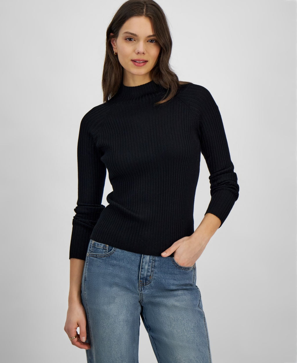 hooked up Size S Mock-Neck Rib-Knit Sweater