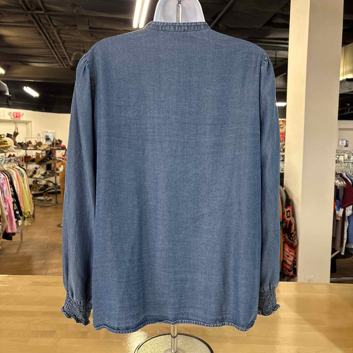 Jones New York Size L Blue Blouse LS