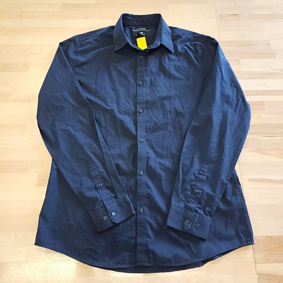 H&M Size L navy blue MENS Button Down Shirt