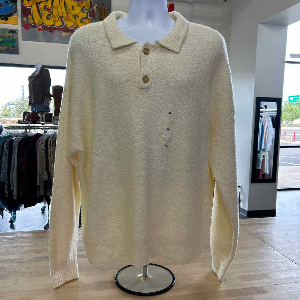 Mode of One Men's Long-Sleeve Polo Sweater - Soft Vanilla