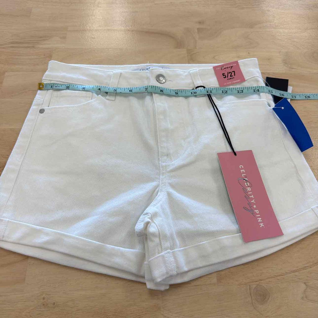 Celebrity pink Women Size 5  White New Shorts  High-Rise Curvy Denim Shorts