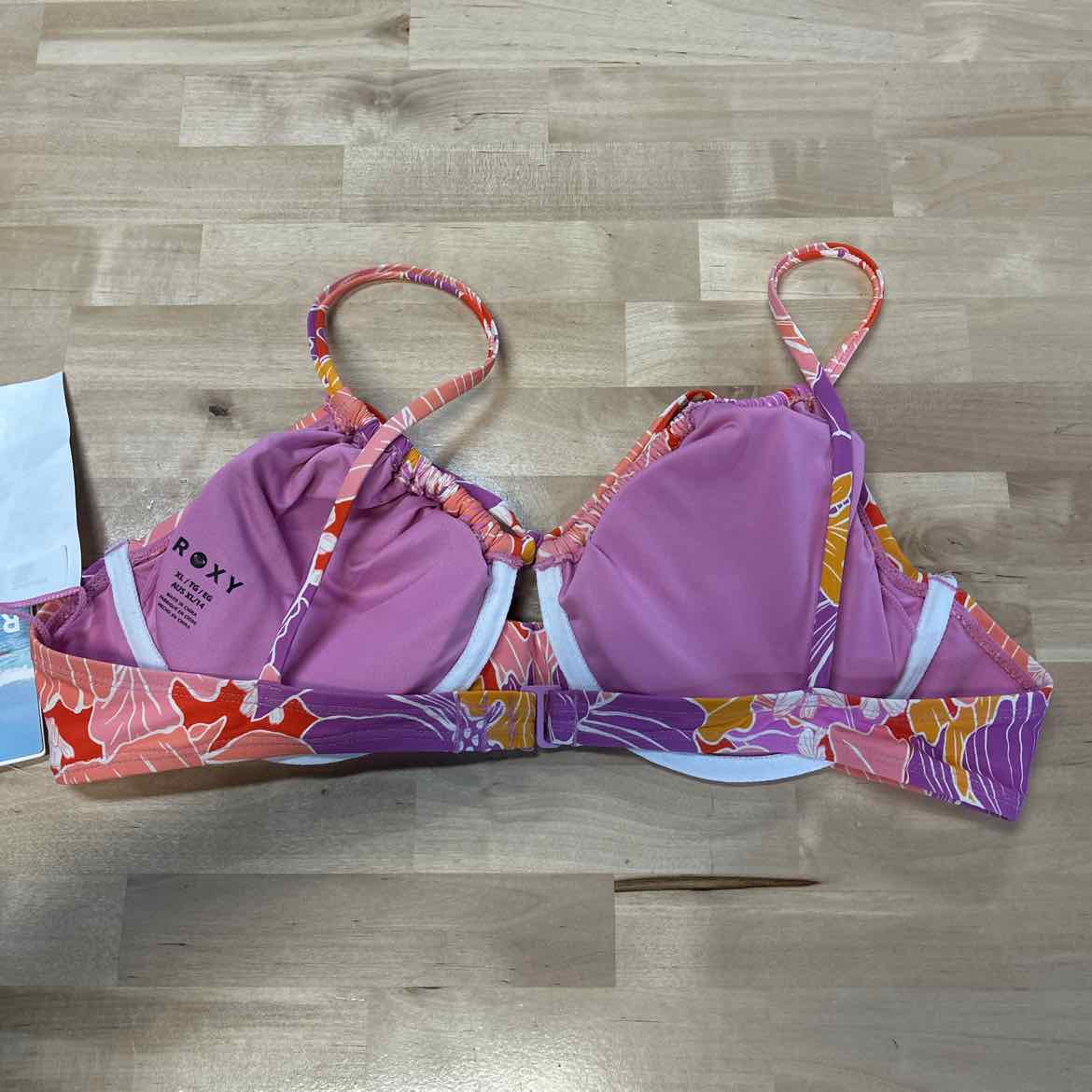 Roxy Size XL Ruched Swim Bikini Top