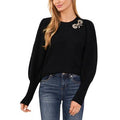 CeCe Women's Rhinestone Bow Crew Neck Sweater