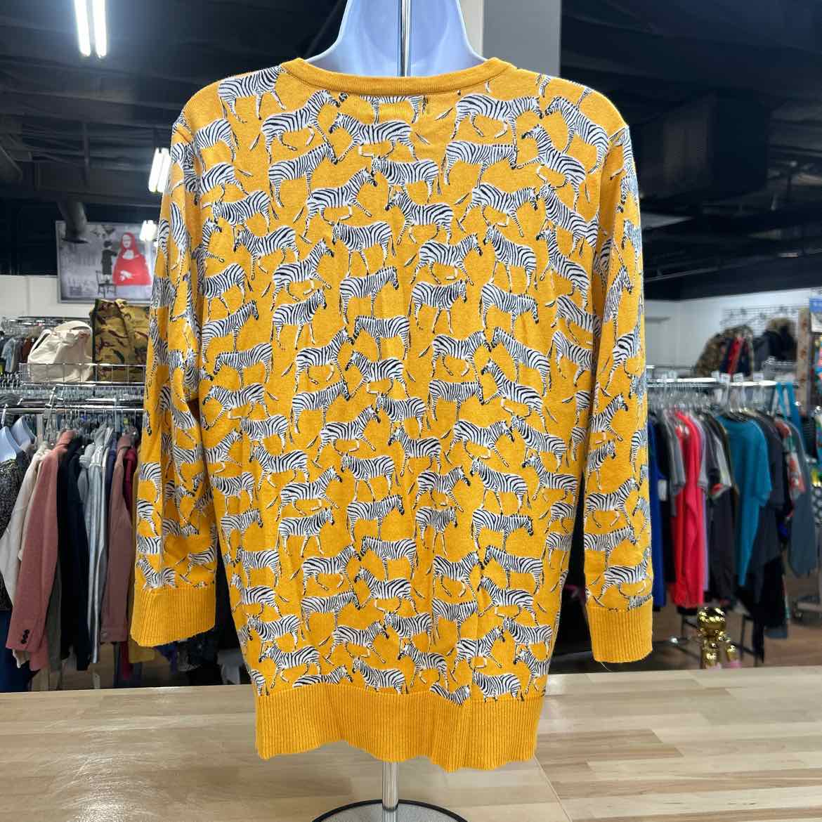 7th avenue Size XL Yellow Black Knit Sweater