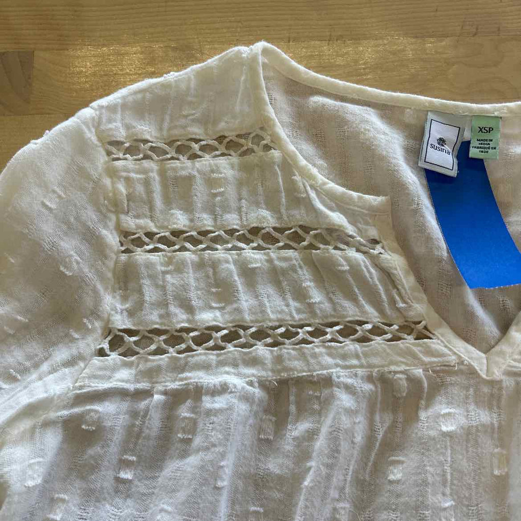Susina Size XSP White Preloved Blouse LS