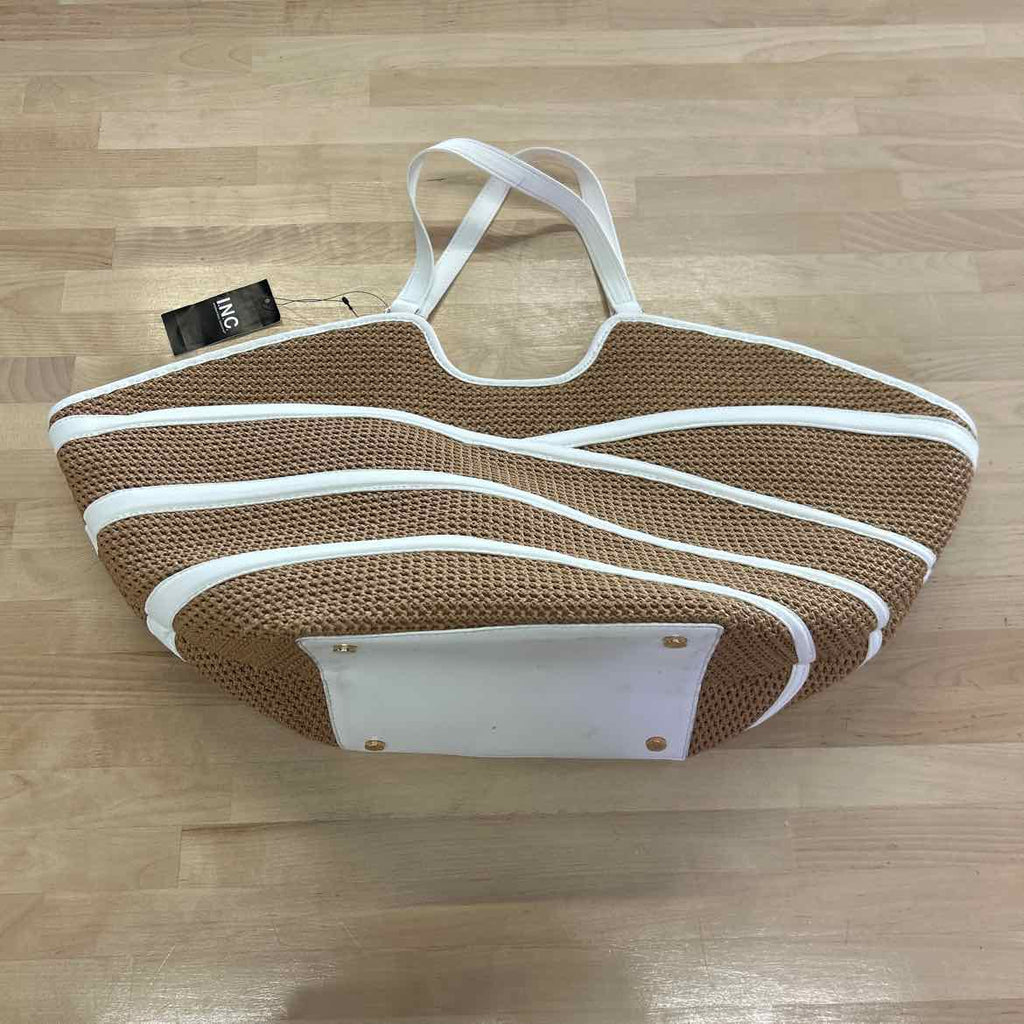 INC Brown/White Woven Handbag