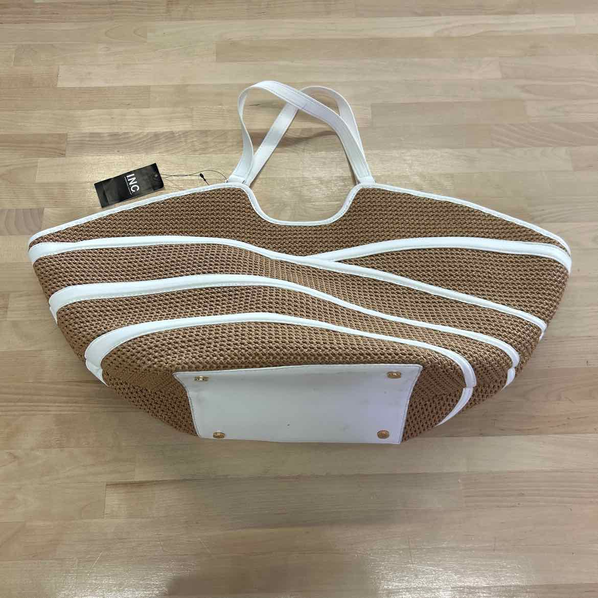 INC Brown/White Woven Handbag