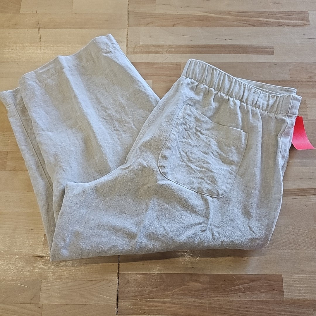 Chico's Size 2 (L) Beige Linen Preloved Pants