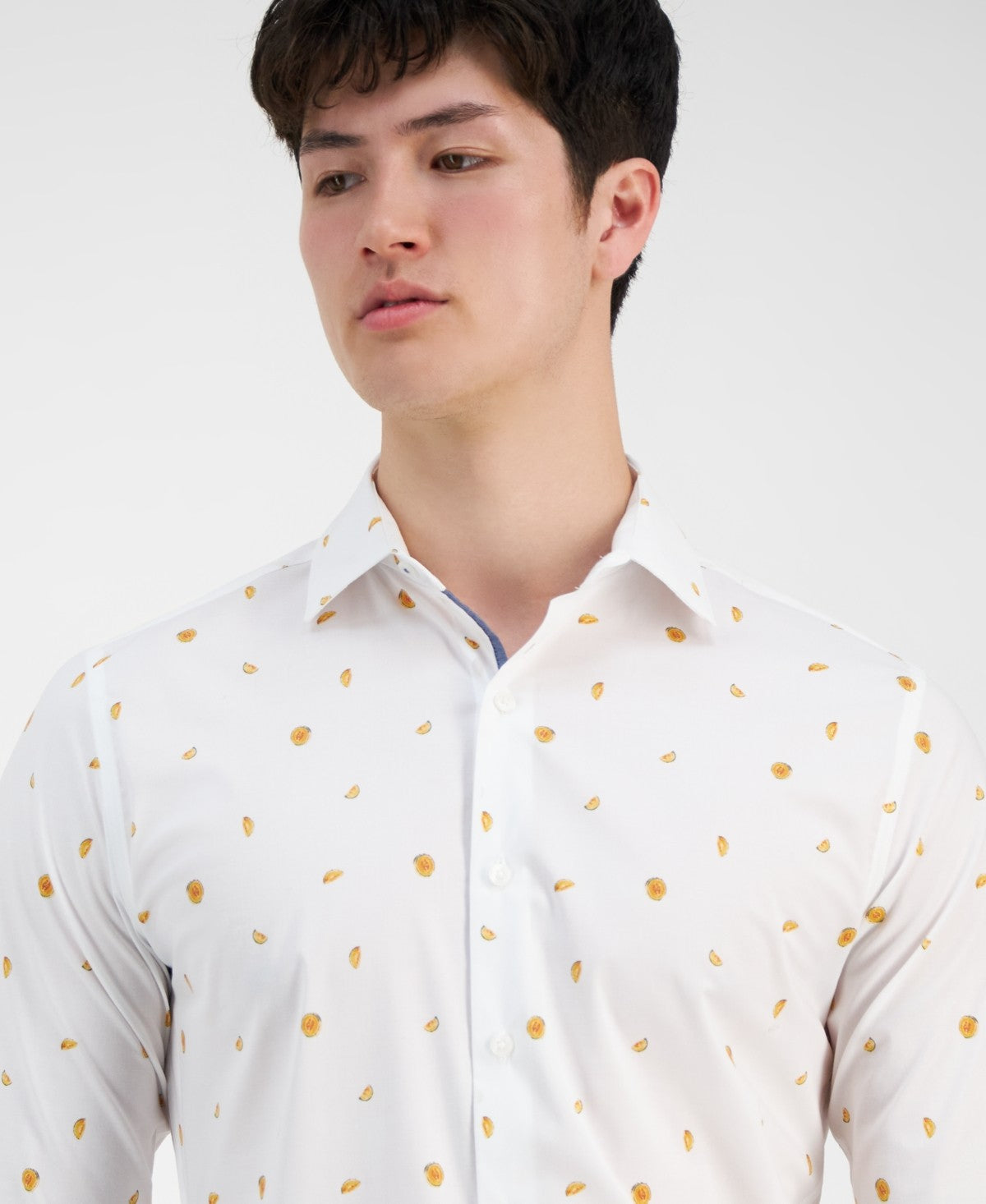 Bar Iii Mens Melon-Print Button Down Dress Shirt