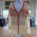 Free People Size M cream & red New Blouse LS