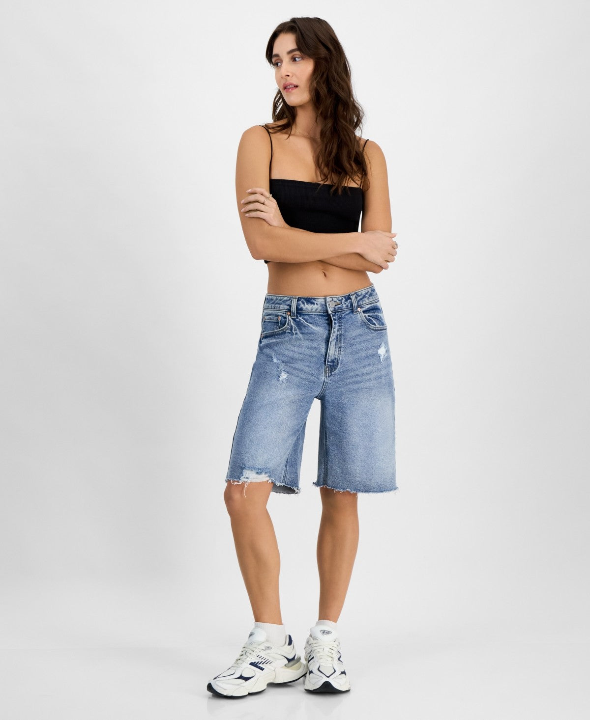 TINSELTOWN Women Size 28 Blue New Shorts High-Rise Baggy Denim Jorts