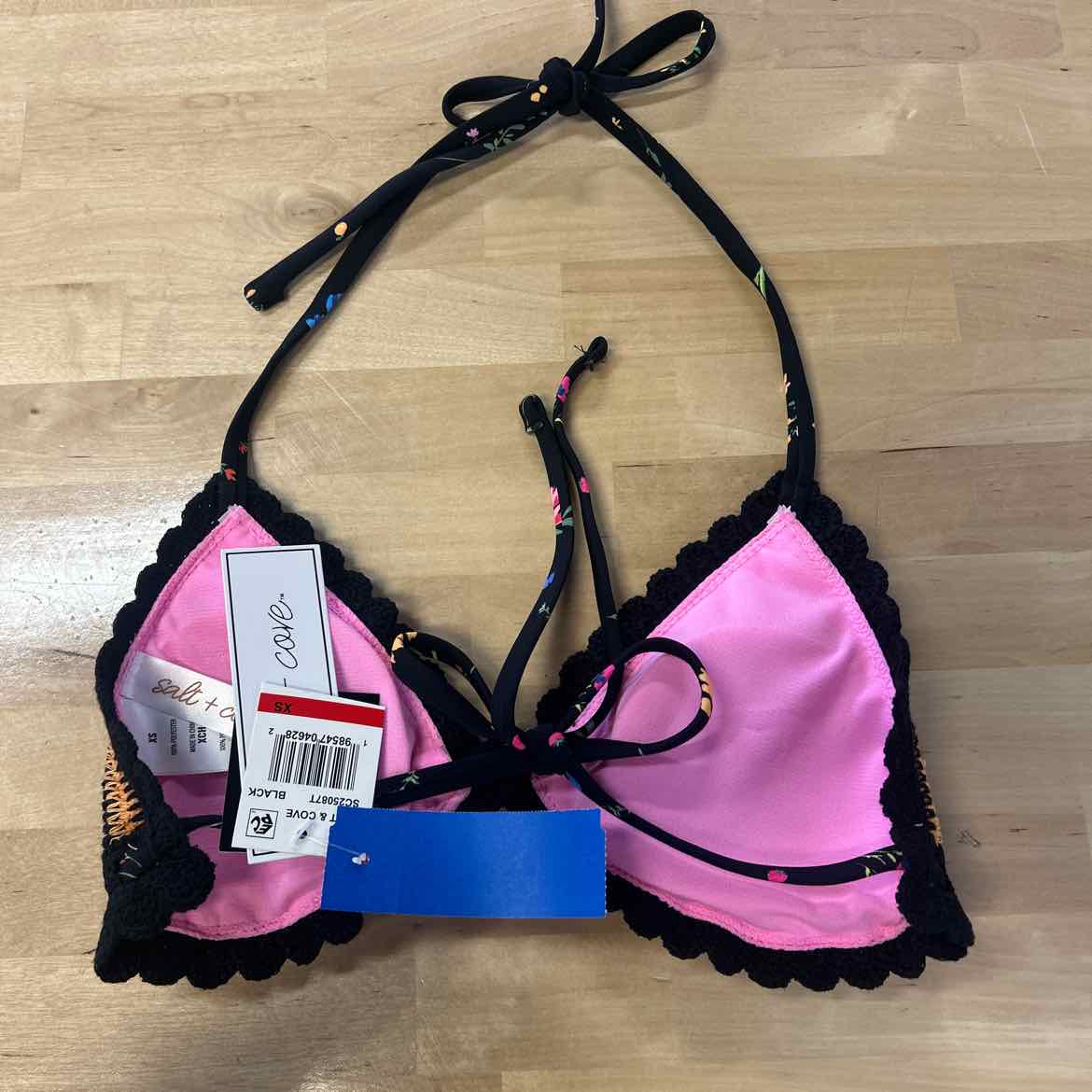 Salt + Cove Size XS Crochet Halter Triangle Bikini