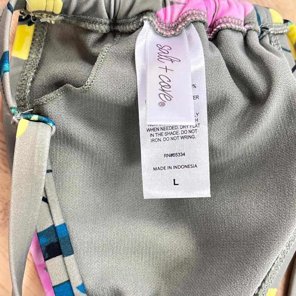 Salt + Cove Size L Floral-Print Sweetheart Bikini Top