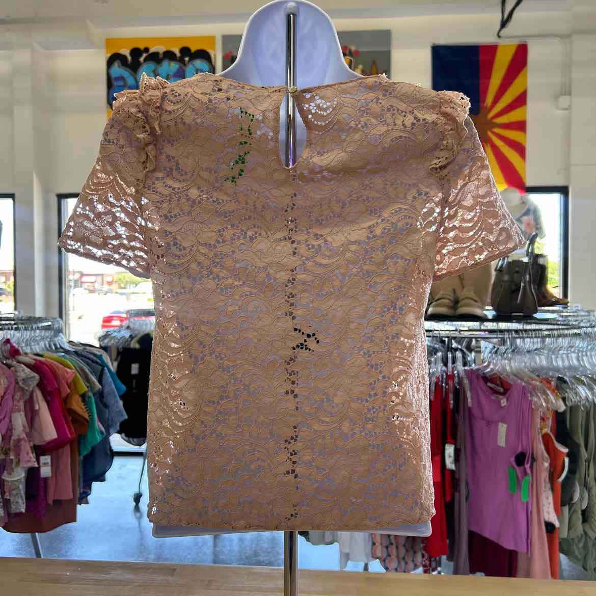 zara Size XS Pink Lace Preloved Blouse SS