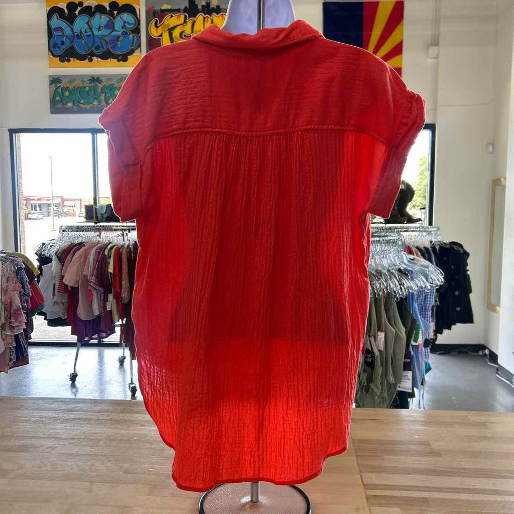 Loft Size M Orange Preloved Button Down SS