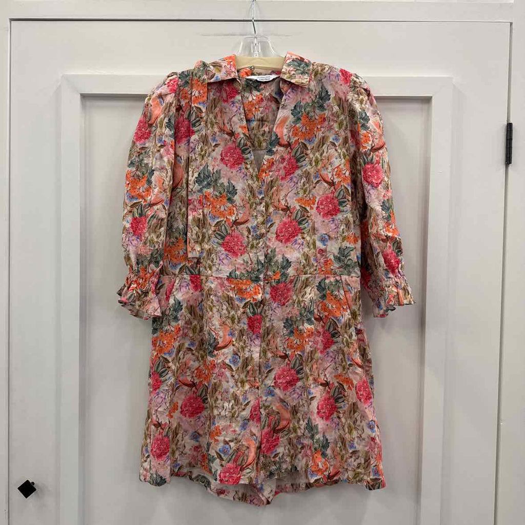 & Other Stories Size L Multi-Color Linen Preloved Romper