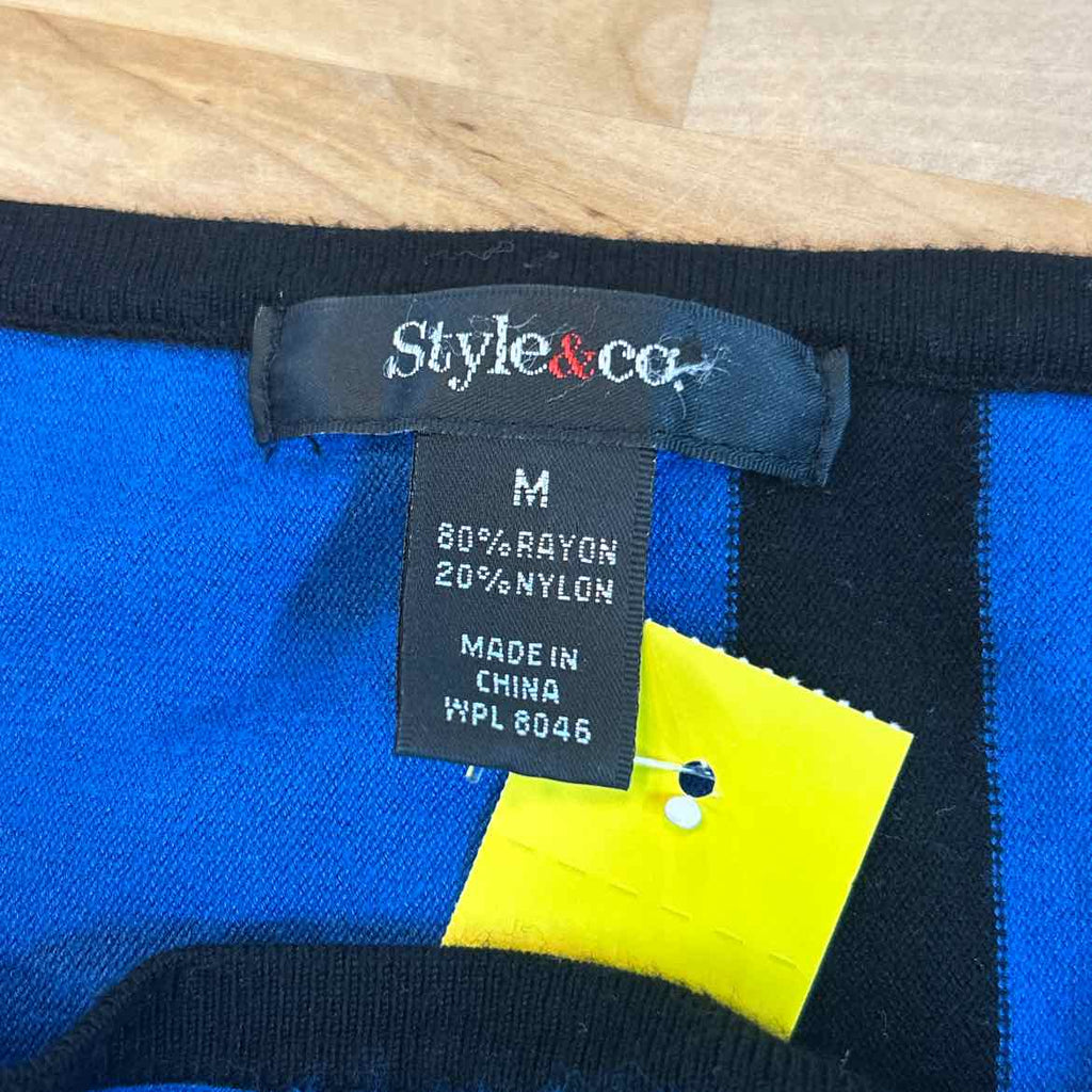 Style & Co. Size M Blue Black Preloved Knit Top