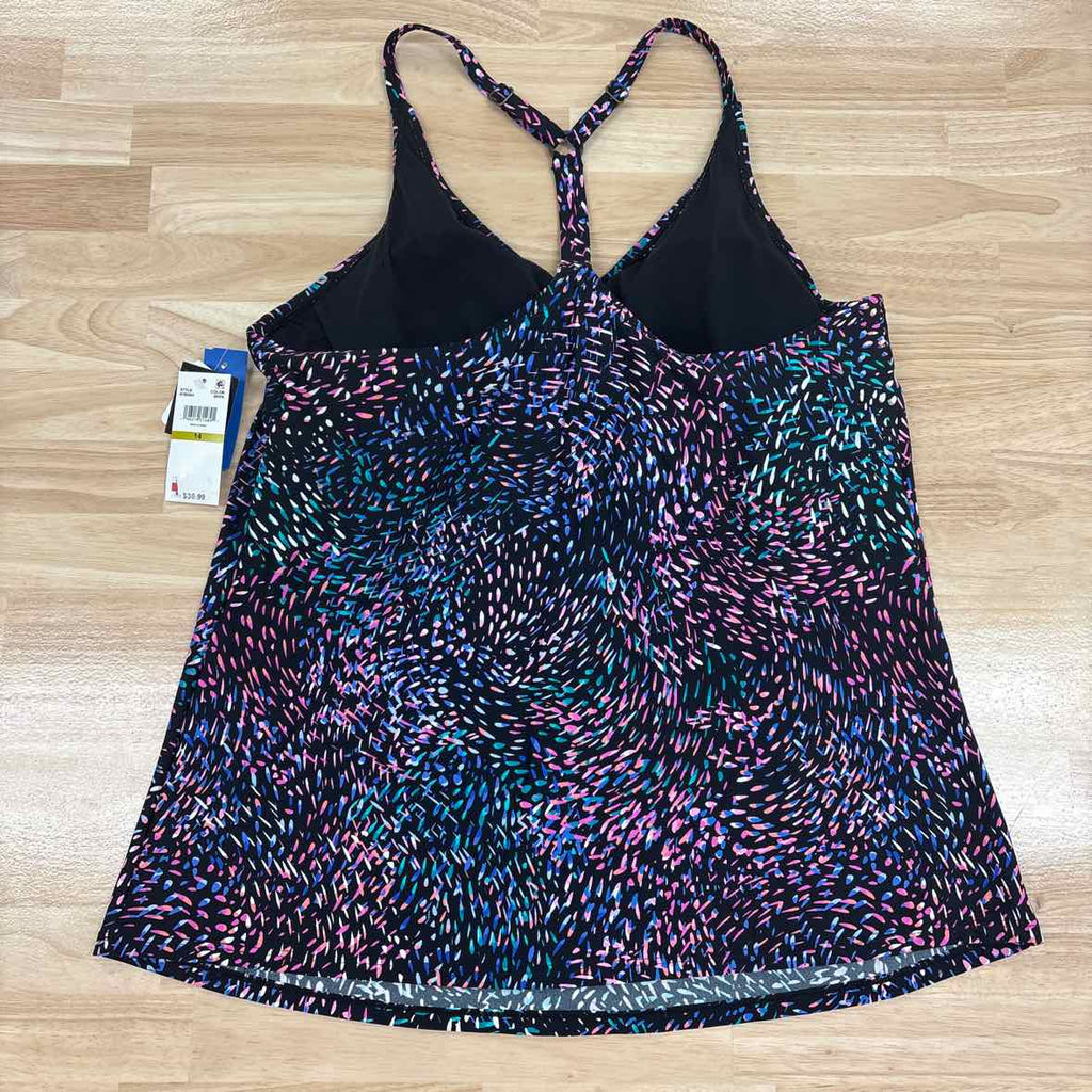 Island Escape Size 14 Black Pink Nylon Spandex New Swimsuit Bottom/Top