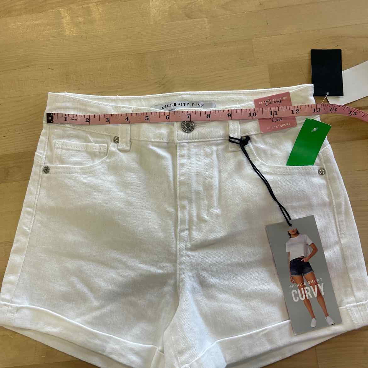 Celebrity Pink Juniors' 4" High-Rise Curvy Denim Shorts - White - 1