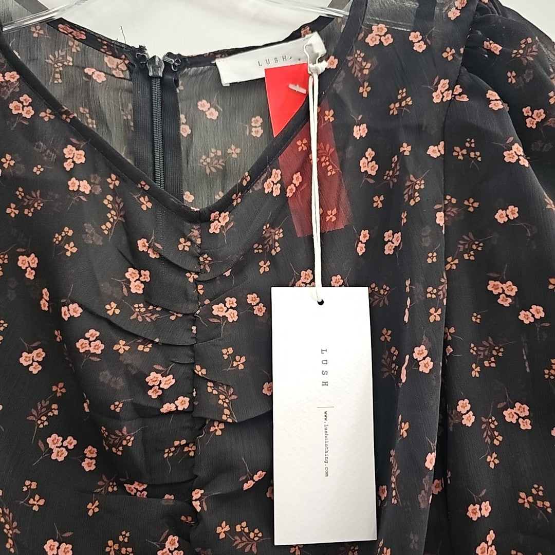 Lush Size S Black Sheer New Dress