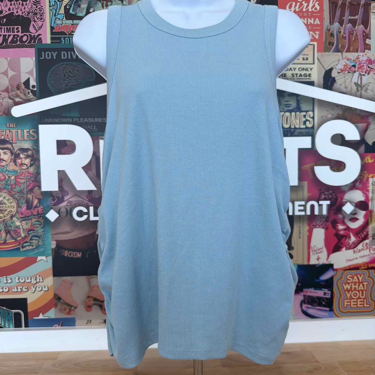 Rebellious One Size XL Side Ruched Muscle Tank Top