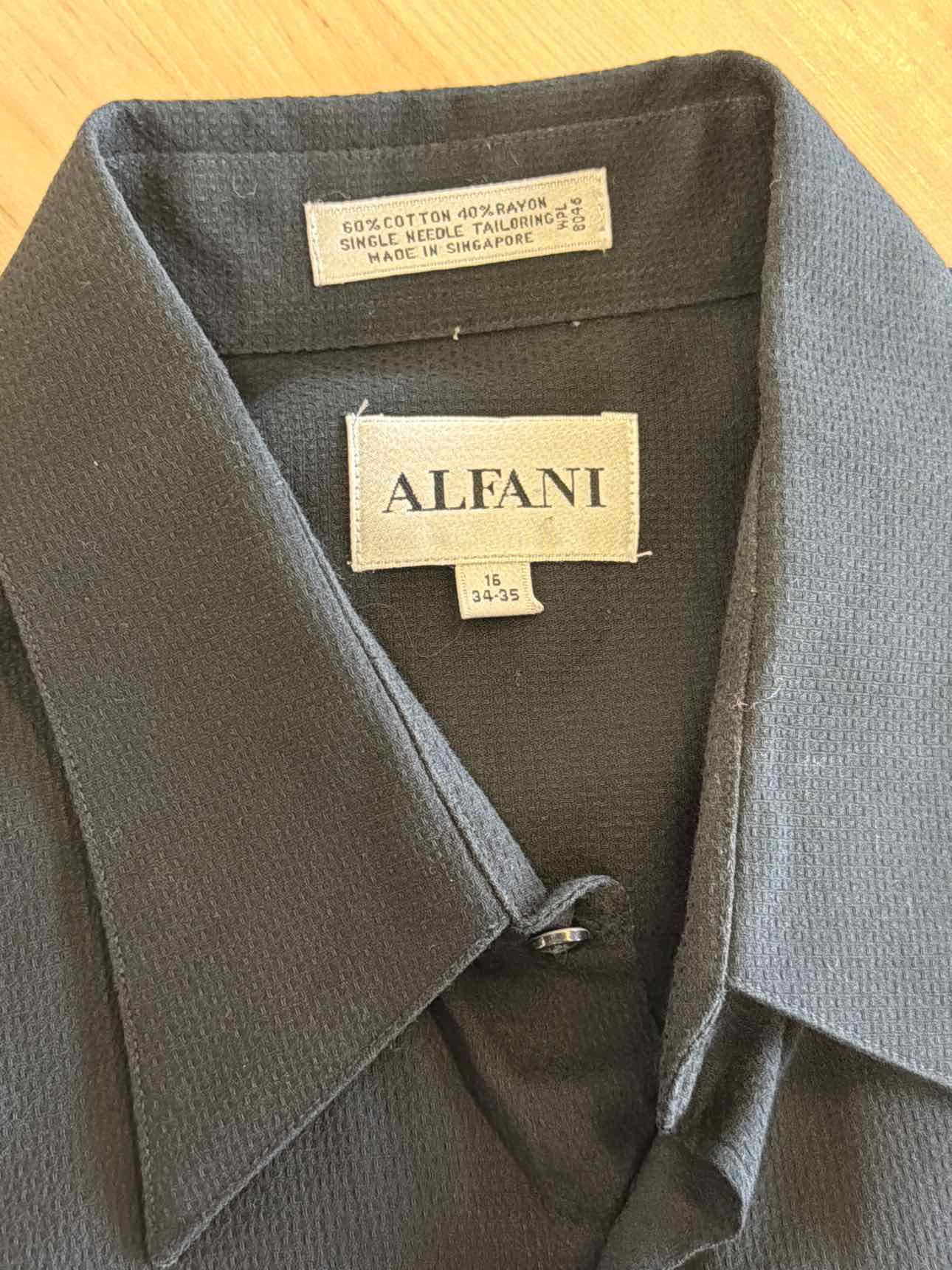 Alfani Size 16 34/35 Black MENS Button Down Shirt