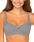 Raisins Size XL Printed Cutout-Detail Bikini Top - Black