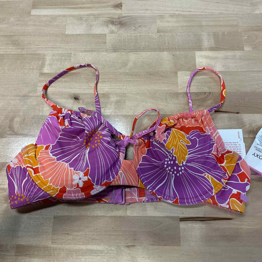 Roxy Size L Ruched Swim Bikini Top