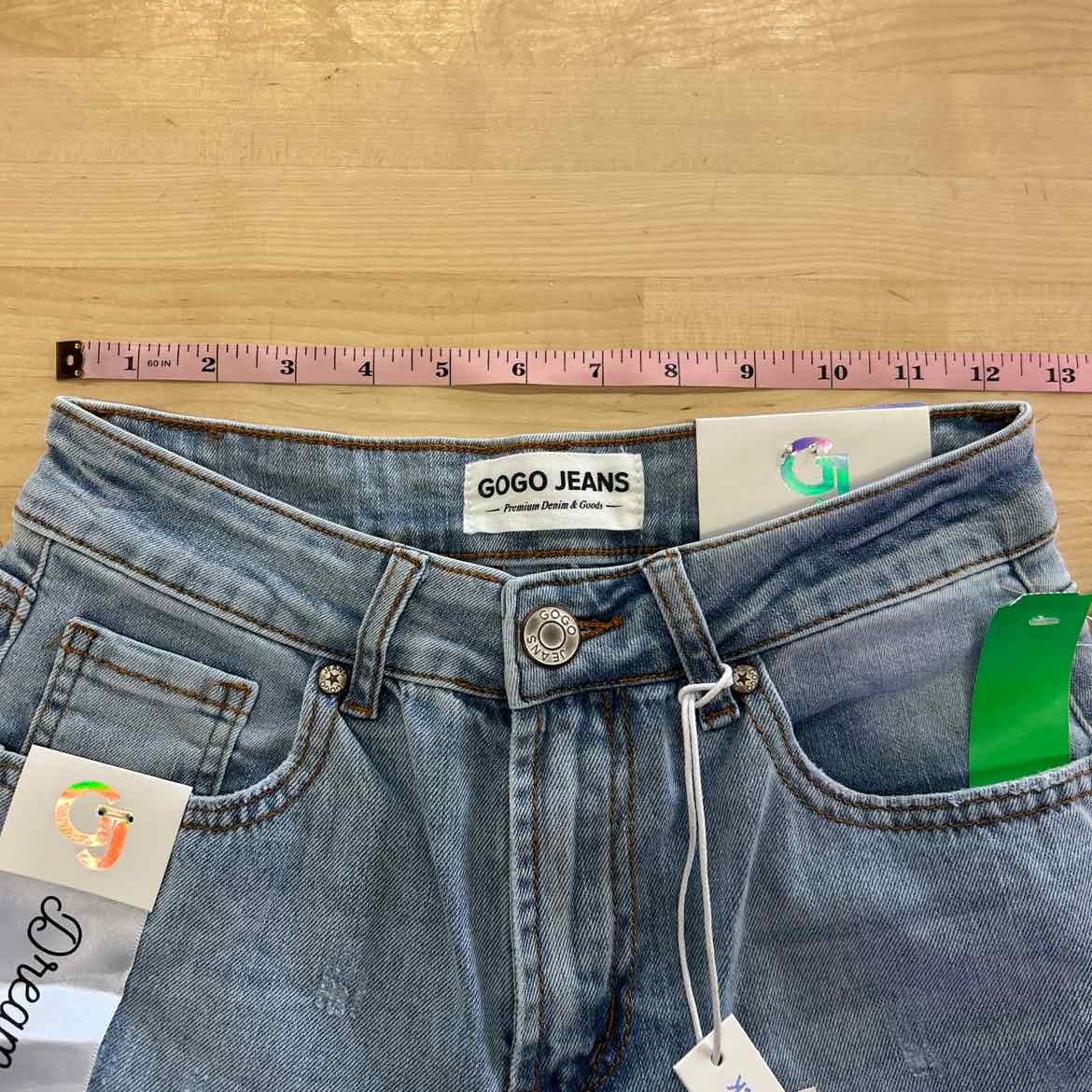 Gogo Jeans Juniors' Destructed Dream Fit Wide-Leg Denim Jeans - Light Wash - 1