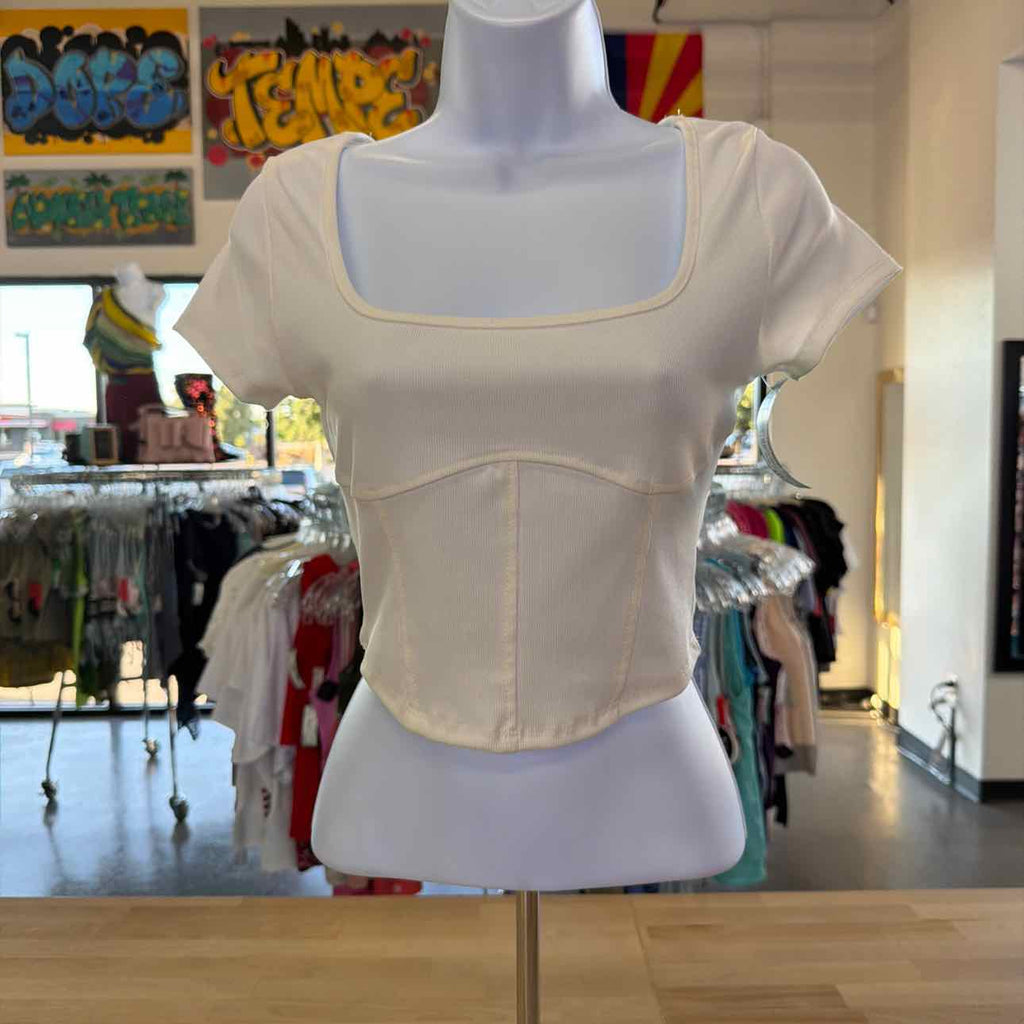 The Workshop Size M White Preloved Crop Top