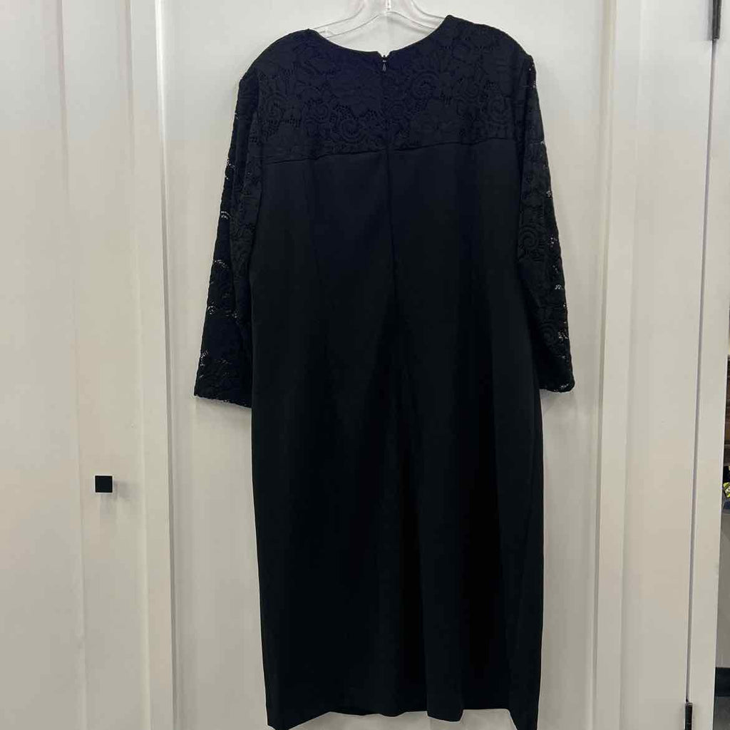 Kasper Size XL Yoke Sheath Dress - Black