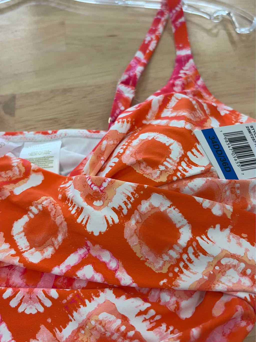 Anne Cole Size 34DD/36D Tie Dye Foulard Underwire Drape-Front Tankini Top - Mult