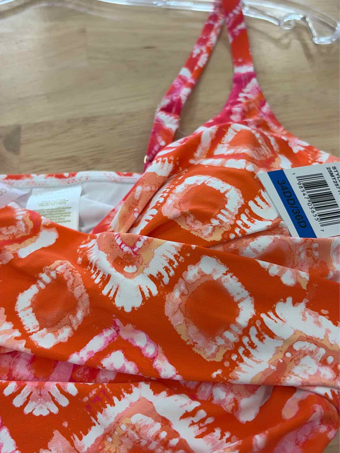 Anne Cole Size 34DD/36D Tie Dye Foulard Underwire Drape-Front Tankini Top - Mult