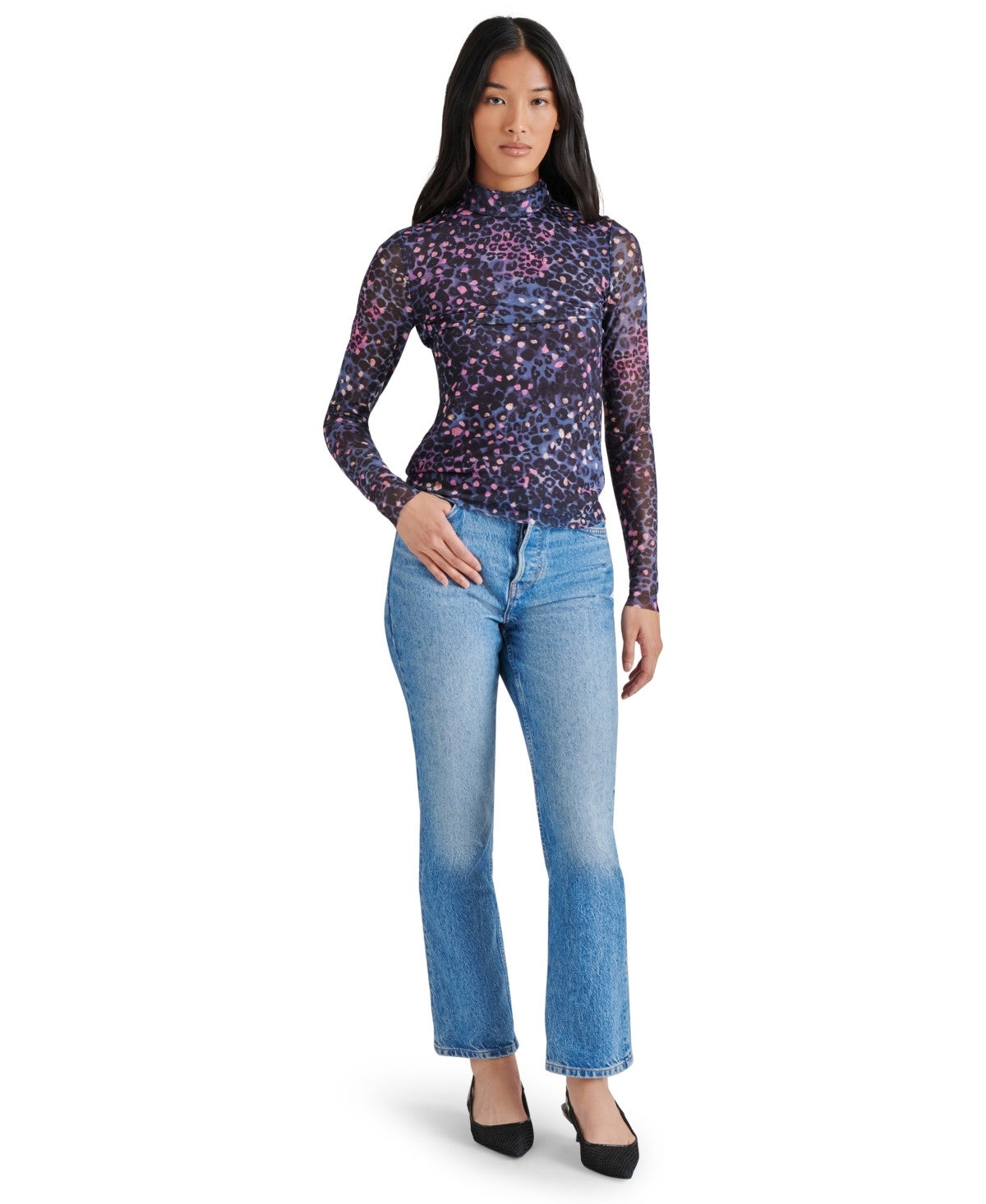Steve Madden Size XS Fiona Mesh Turtleneck Top