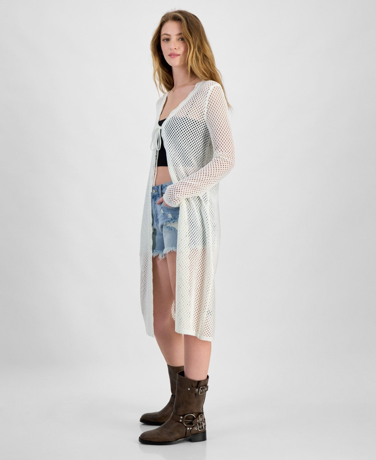 Madden Girl Size XS Tie-Front Duster Cardigan