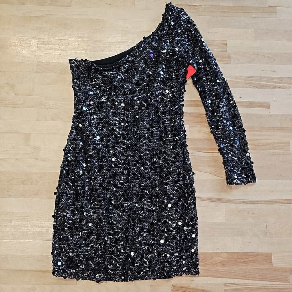Windsor Size S Black & Silver Sequined  Used Mini Dress