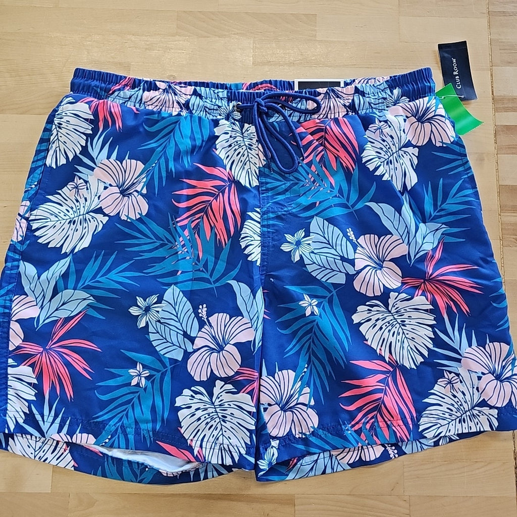 Club Room Men's Hibiscus Floral Print 7" Swim Trunks