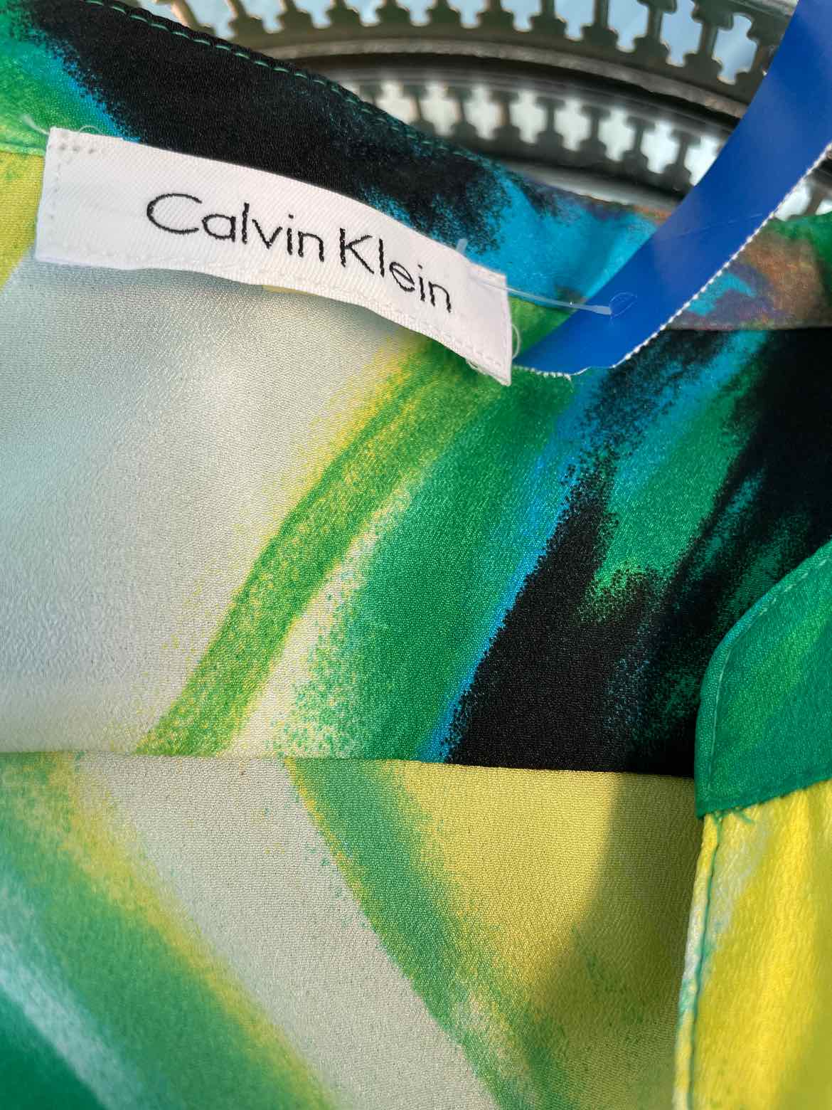 Calvin Klein Size L Green and white Blouse