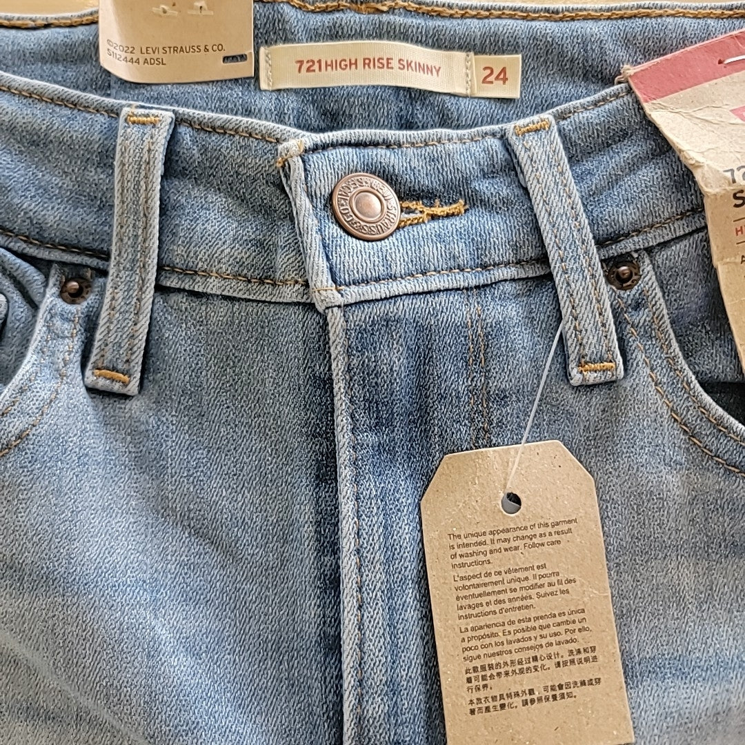 Levi's Size 24 721-High Rise Skinny-Jeans Medium Blue