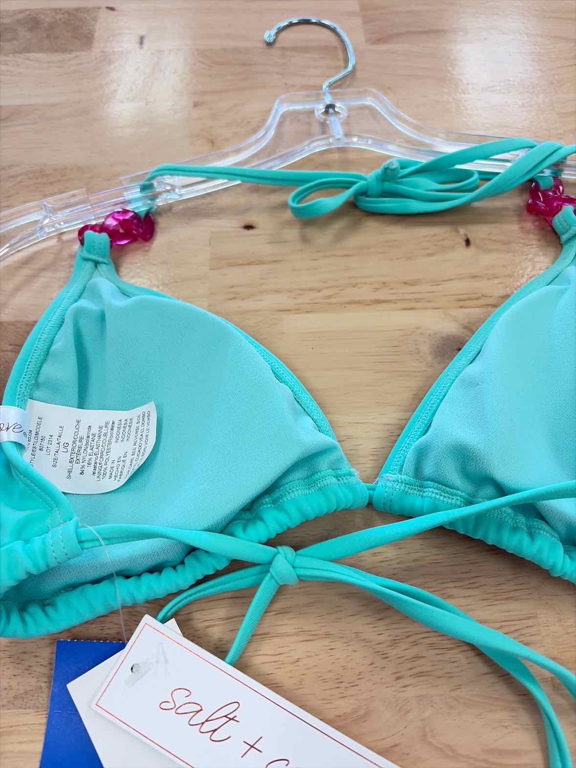 Salt + Cove Size L String Triangle Bikini Top