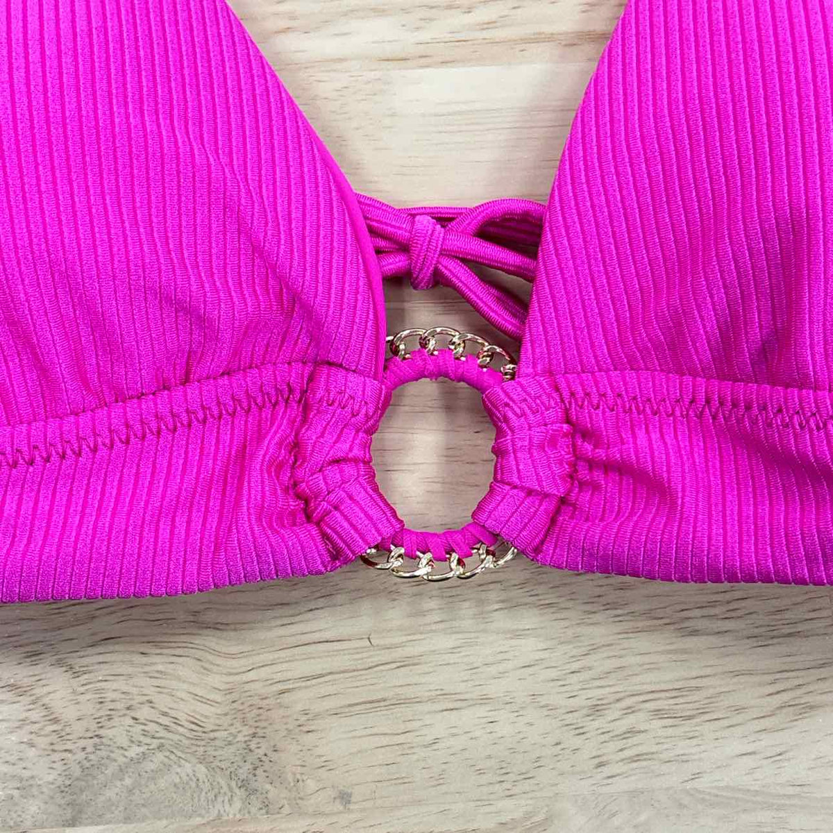 becca Size D Virtue Monte Carlo Mira Rib Halter Bikini Top