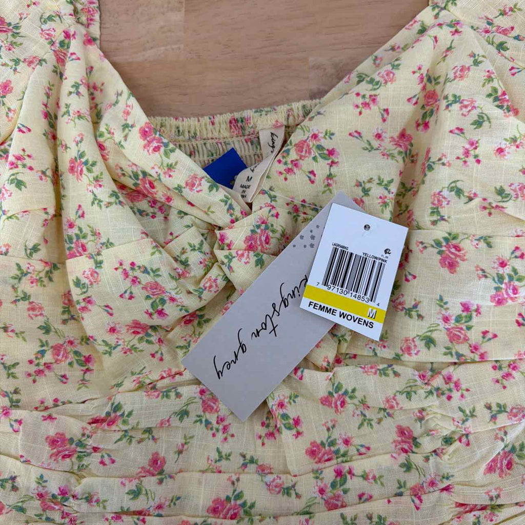 kingston grey Size M Printed Sweetheart-Neck Puff-Sleeve Top