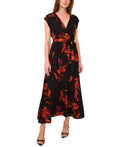 Sam & Jess Women's Challis Belted Floral-Print Dress - Mulberry - XL